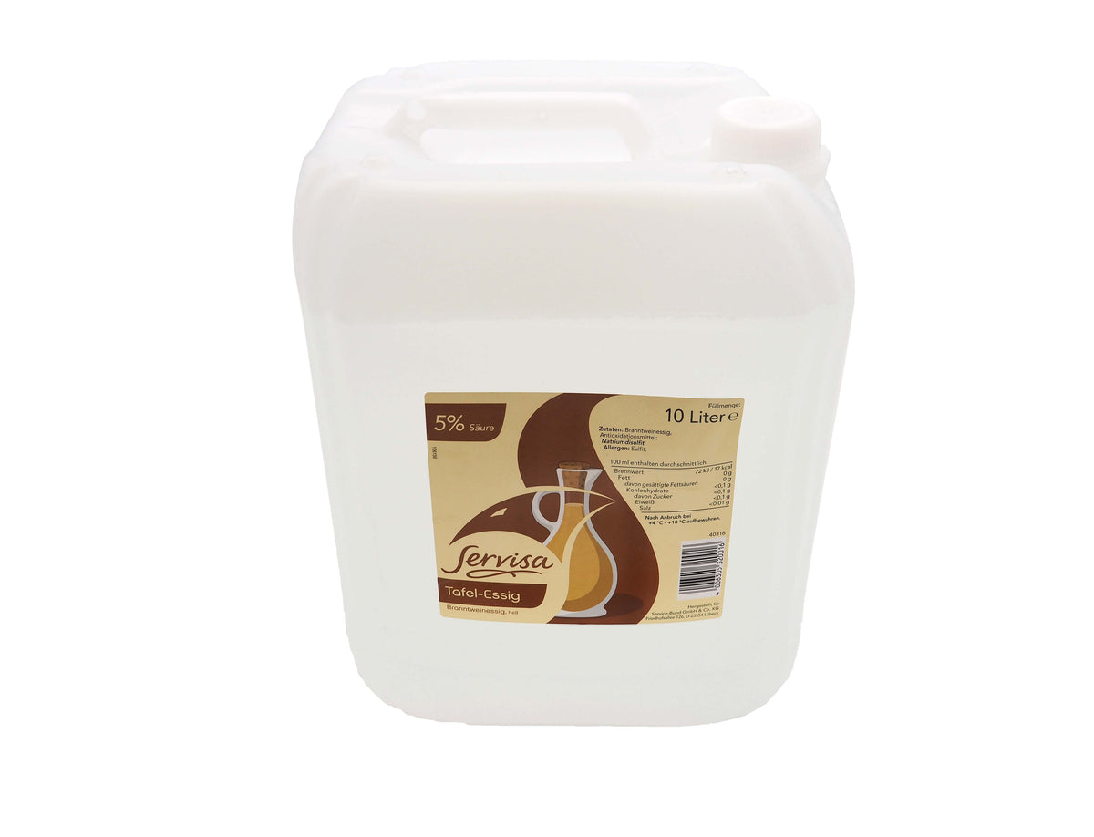 essig aufbewahren 10 Liter Kanister Tafelessig 5 % hell aus Branntwein Servisa