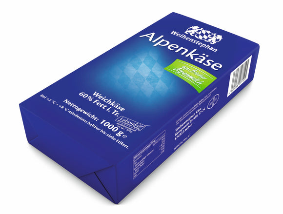 Weihenstephaner Alpenkäse 60 % Fett i.d.Tr., 1 kg Brot