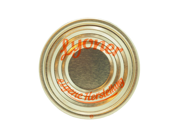 100 Stück Deckel für Konservendosen 73 mm Aufdruck Lyoner MÄVO