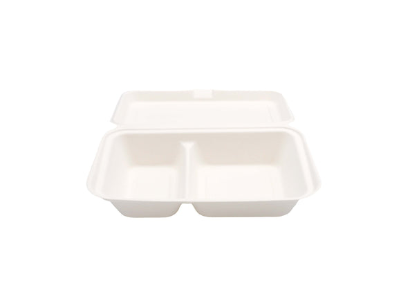 250 Stück Bagasse Menübox 2-teilig 241x163x65 mm MÄVO