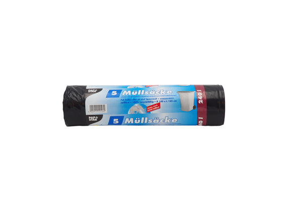 5 Stück Müllsäcke schwarz 240 Liter MÄVO