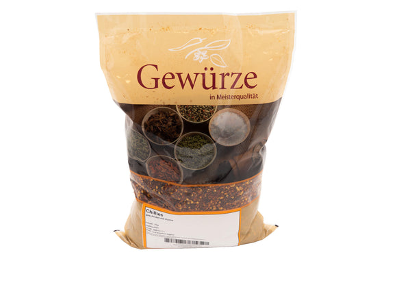 Chili geschrotet mit Kernen 1 kg Beutel MÄVO