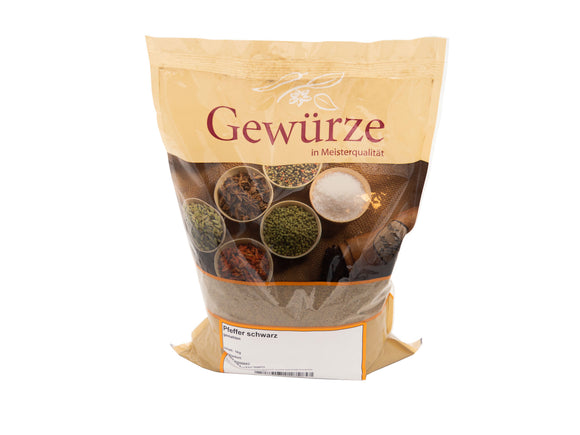 Pfeffer schwarz gemahlen 1 kg Beutel MÄVO