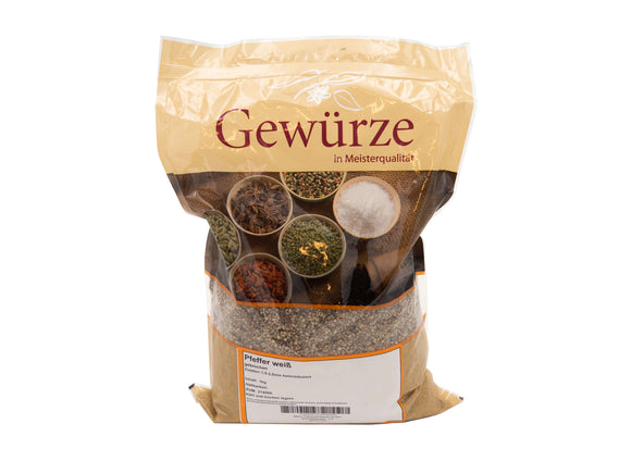 Pfeffer weiß geschrotet 1 kg Beutel MÄVO